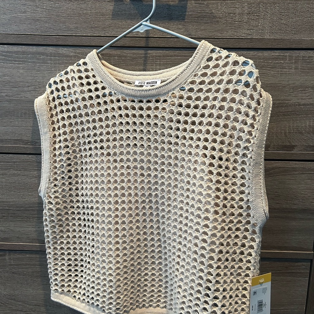 Steve Madden Cream Knit Sleeveless Top